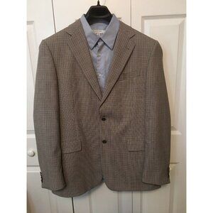 Joseph Abboud Men’s Sz 44 Plaid‎ THIN STRIPPED BROWN BLACK Sport JACKET Wool